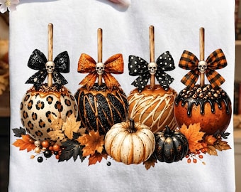 Spooky Caramel Apple PNG | Halloween Pumpkin Autumn Shirt Design | Digital Download