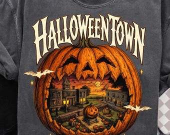 Vintage Halloweentown PNG, Haunted Pumpkin Village Sublimation Design, Digital Download