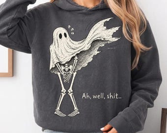 Dark Humor Halloween Shirt Design, Skeleton Ghost PNG (Digital Download)