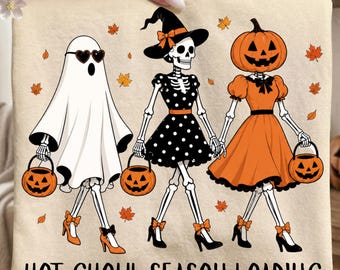 Hot Ghoul Season PNG, Skeleton Girl Halloween Sublimation Design (Digital Download)