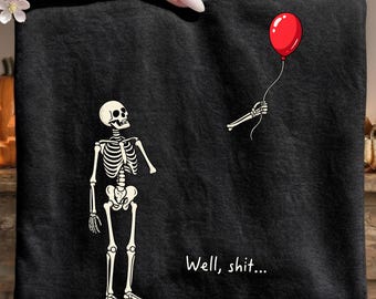 Funny Skeleton PNG with Red Balloon, Sarcastic Halloween Shirt Design, Spooky Digital Download