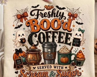 Freshly Boo'd Coffee PNG | Ghost Halloween Shirt Design (Digital Download)