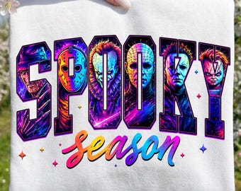 Spooky Season PNG | Neon Scary Shirt Design | Creepy Retro Artwork | Halloween Sublimation File | Digital Download