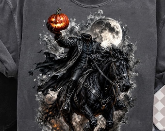 Headless Horseman PNG | Pumpkin Rider Graphic | Gothic Horse Artwork | Spooky Fall Sublimation | Digital Download