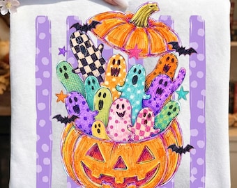 Preppy Stay Spooky PNG | Coquette Halloween Pumpkin | Fall Shirt Sublimation | Polka Dot Ghost Design