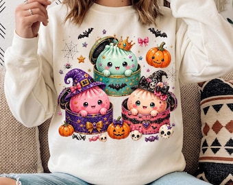 Halloween-Teigtaschen-Cliparts, gruselige Lebensmittel-PNGs, Kawaii-Kürbis-Design (Digitaler Download)