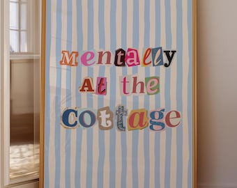 Mentally at the Cottage Printable, Cottagecore Decor, Romance Reader Gift, Bookish Wall Art, Digital Download