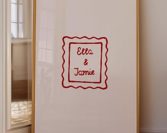 Custom Couple Name Print, Personalized Wall Art, Custom Names Poster, Wedding Anniversary Gift, Digital Download