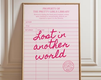 Lost in Another World Print, Book Lover Wall Art, Booktok Reader Poster, Pink Coquette Reading Decor (Digital Download)