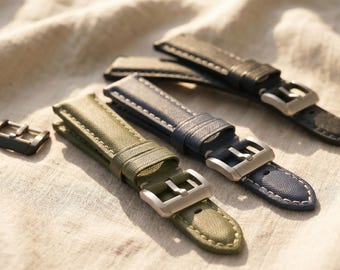Band van stof en leer voor Blancpain Swatch Fifty Fathoms: 22 mm