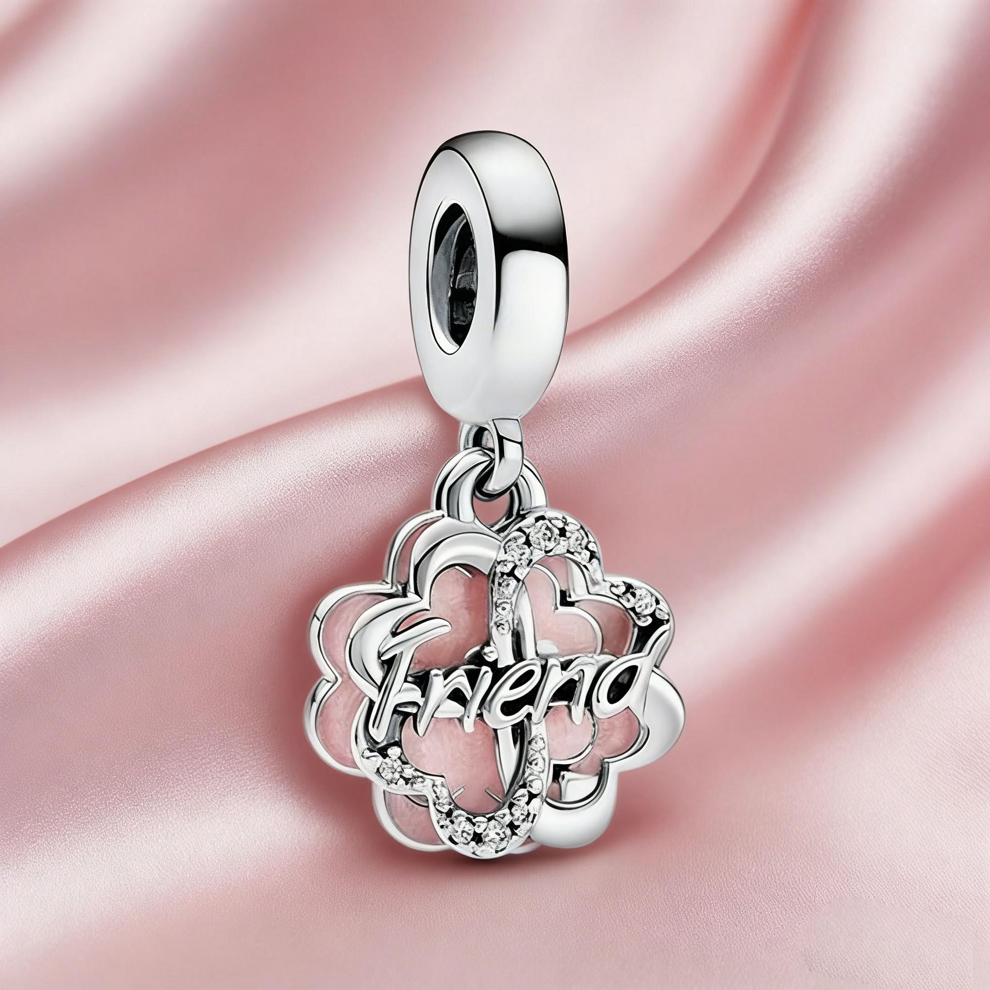 Four-leaf Clover Friendship Double Dangle Charm | 925 Sterling Silver ...