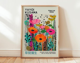 Yayoi Kusama Flower Print (Digital Download), Colorful Botanical Art Print Japanese Wall Decor