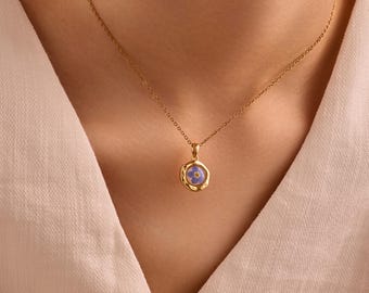 Forget Me Not Flower Memorial Necklace, Unique Mother of Pearl Pendant, Loss of Loved One Gift, Sympathy Gift, Miscarriage Gift for Her