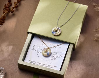Halsband med blomma för missfall och kort, halsband för förlust av barn, halsband för dödfödda, present till graviditetsförlust, present till mamma