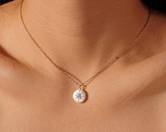 Hand Painted North Star Baroque Pearl Necklace, Guiding Star Jewelry, Compass Star Gift, Meaningful Graduation Gift, Gift for Daughter