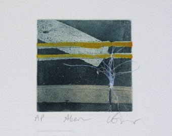 Photo etching mono print. Roadside plant, Hand pulled print., limited edition