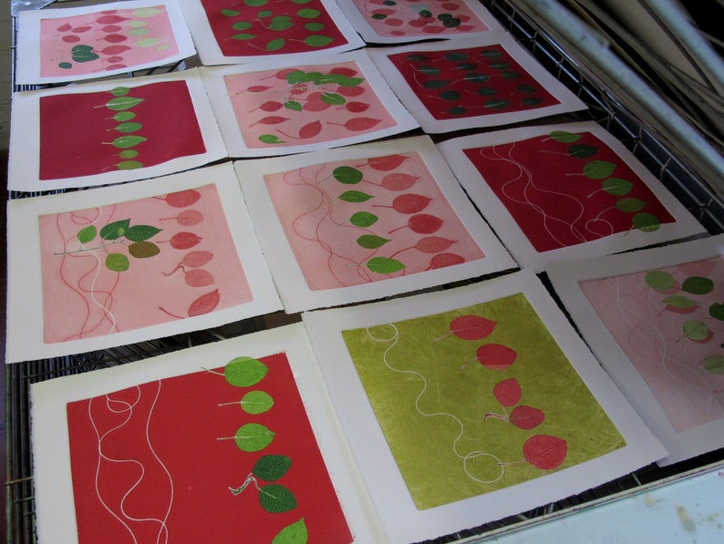 Spring green with red leaves. Monotype pear leaves. image 5