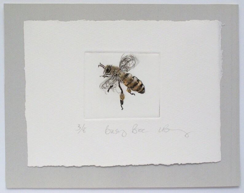 Busy little honey bee. Limited edition drypoint image 1