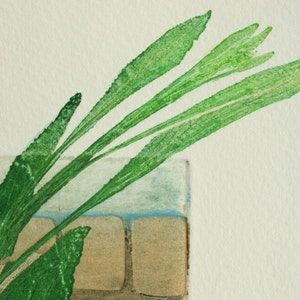 Fine art printmaking. Botanical print, urban weeds. Collagraph with mono print, OOAK image 4