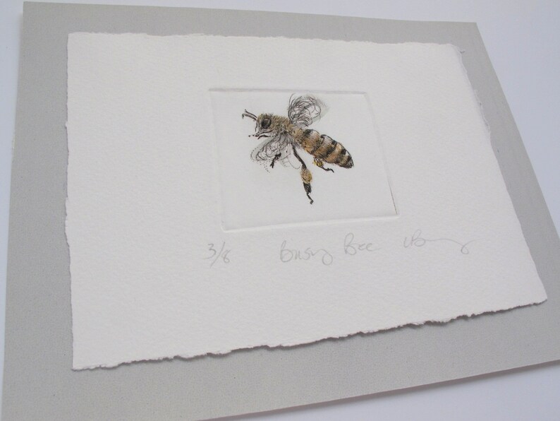 Busy little honey bee. Limited edition drypoint image 6