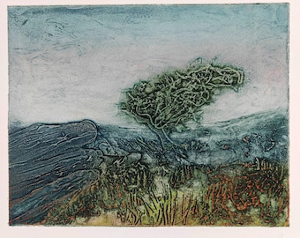 Dartmoor Textures. Colour viscosity printed collagraph