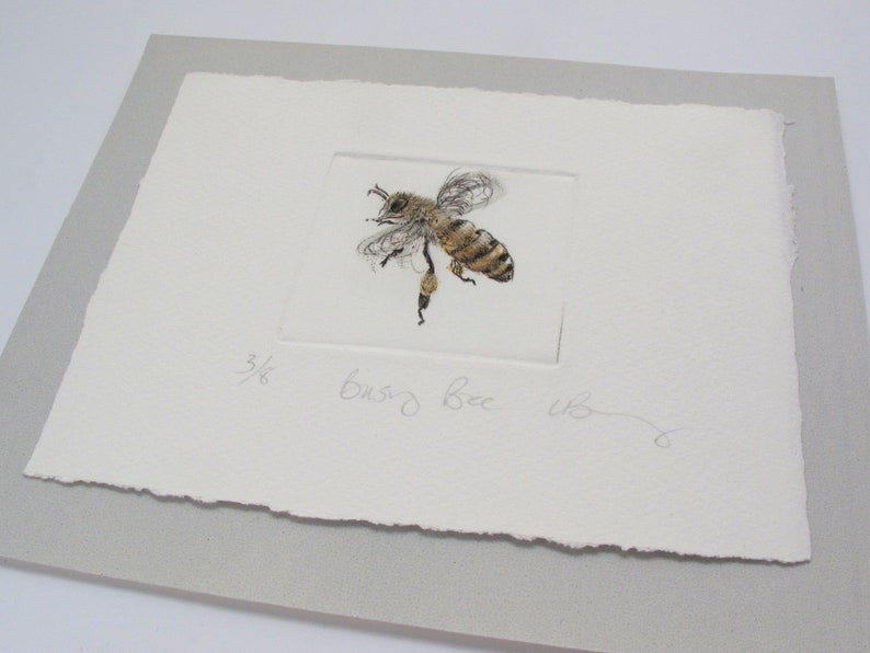 Busy little honey bee. Limited edition drypoint image 5