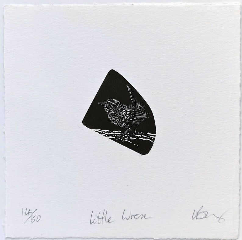 Little Wren Wood Engraing. Original print. Small bird image 2