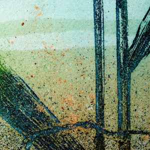 Copper plate Etching. Fine art. Reeds and rusty soil. Limited variable edition. image 3