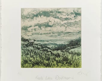 Experimental copper plate etching or Dartmoor