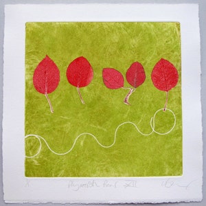 Spring green with red leaves. Monotype pear leaves. image 2