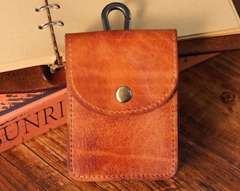 Personalized Rustic Leather Makeup Pouch, Lipstick & Card Holder, Western Boho Gift for Her
