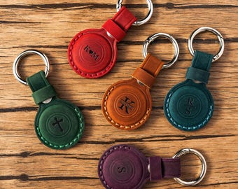 Porte-clés AirTag en cuir personnalisé, support pour étiquette aérienne