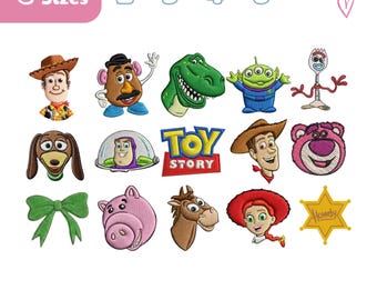 Lot de motifs de broderie personnages Toy Story, ensemble de 15 icônes fichier de broderie Toy Story, monde famille, voyage en famille, voyage terrestre