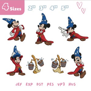 Fantasia Mickey Mouse Zauberstab, Stickdatei, Maschinenstickerei, Instant Download
