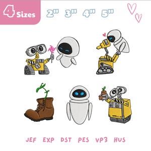 Paquete de bordado de Pixar WALL-E, archivo de bordado de personajes de WALL-E, Reino Mágico, bordado de tierra, viaje