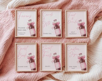 Kit de Decoração para Chá de Bebê "Ela Está Pronta Para Explodir", Tema Refrigerante Rosa, Estilo Vintage, Placa Personalizada, Modelo Editável no Canva