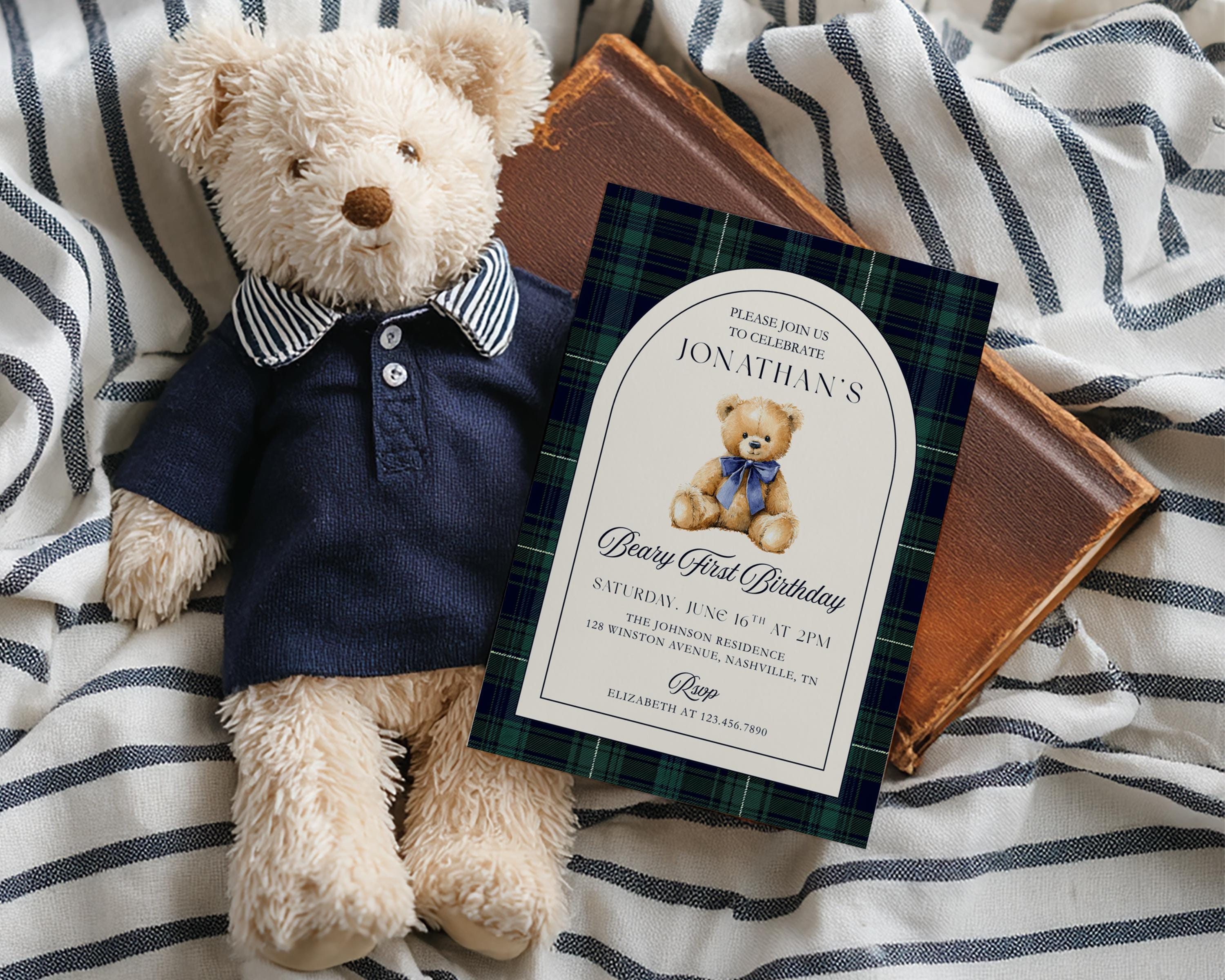 Teddy Bear Time Capsule Sign & Note Card, Boy Birthday Party Decor ...