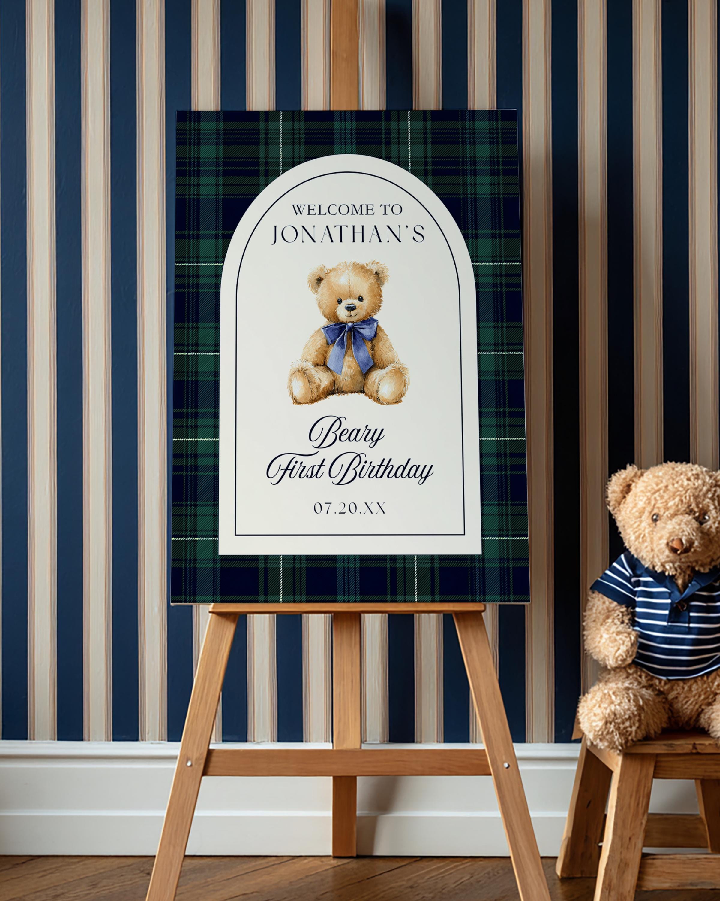 Teddy Bear Time Capsule Sign & Note Card, Boy Birthday Party Decor ...