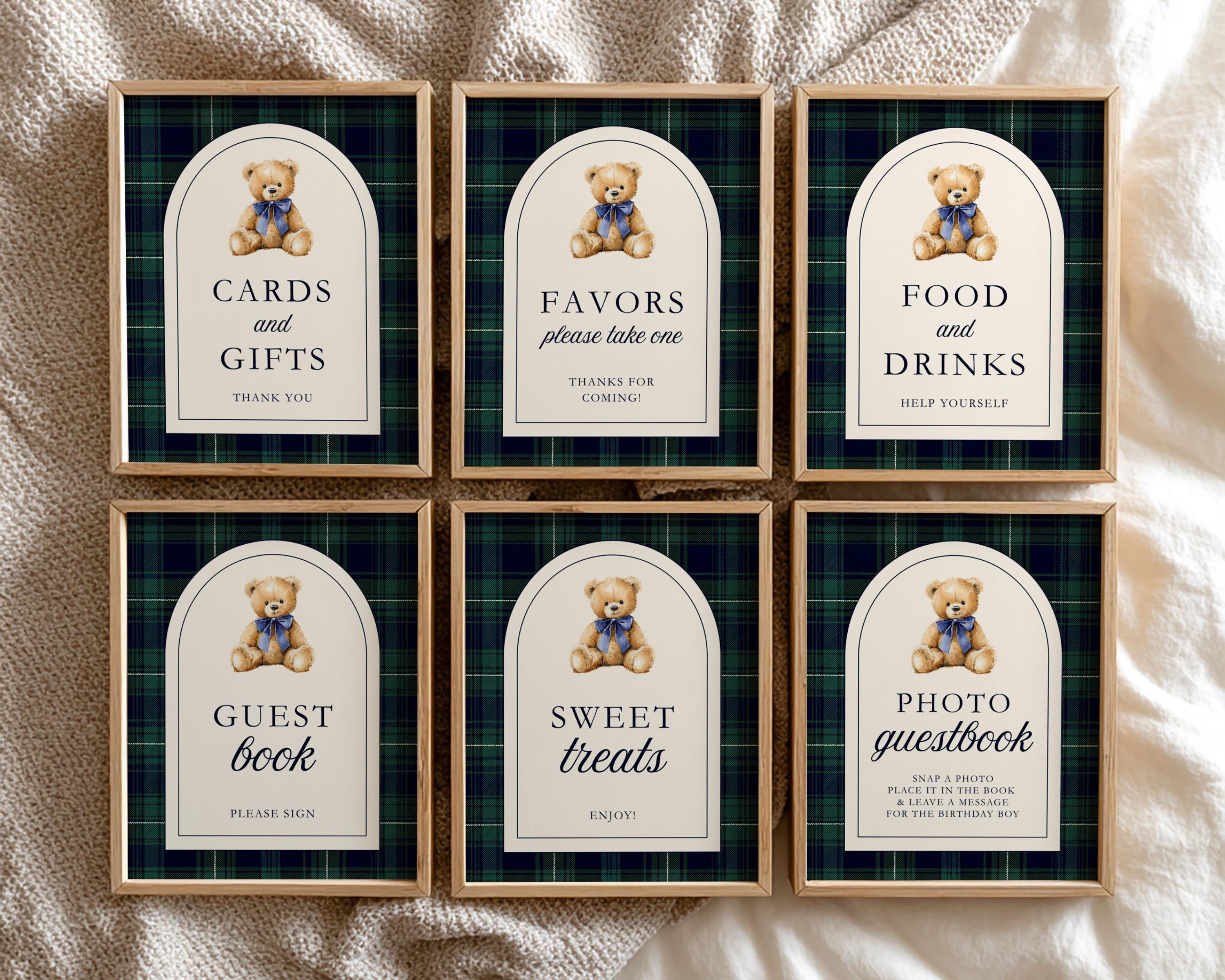 Preppy Teddy Bear Party Sign Bundle, Beary First Birthday Decor, Preppy ...