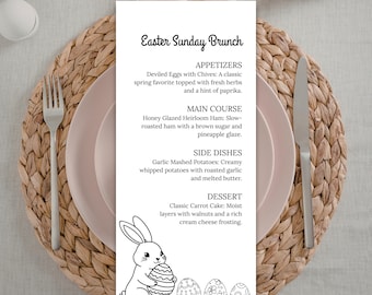 Menu de Pâques à colorier