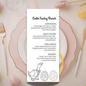Menu de Pâques à colorier