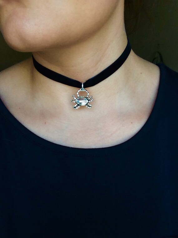 Items similar to Black Velvet 90's Inspired Crab Choker Necklace on Etsy