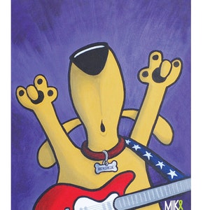 Tarjeta de felicitación "You Rock" de Doodlewags para amantes de los perros.