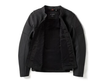 Harley Davidson Men's Black Leather Biker Jacket – Moto Style Riding Coat