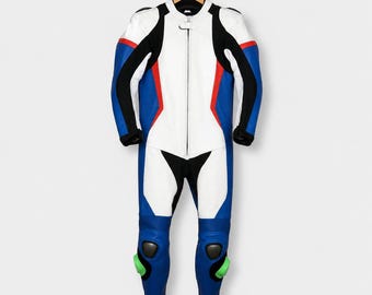 Men Women Motorcycle Leather Racing Suit | CE Armored Biker Track Gear Cowhide