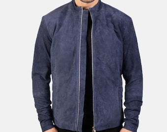 Men's Genuine Suede Leather Jacket – Minimalist Biker Style, Soft Coat