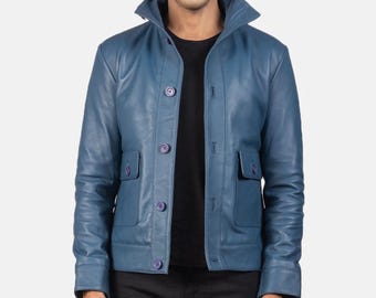 Men's Genuine Leather Safari Field Jacket – Button-Down Utility Coat