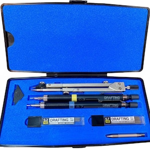 Juego de herramientas de dibujo japonés vintage TAKEDA / Brújula de precisión e instrumentos de dibujo técnico para arquitectos.