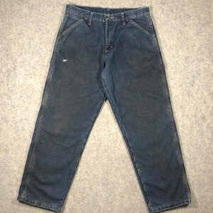 Calça jeans vintage Wrangler masculina, corte regular, perna larga, modelo carpinteiro - W34/L30 imagem 2