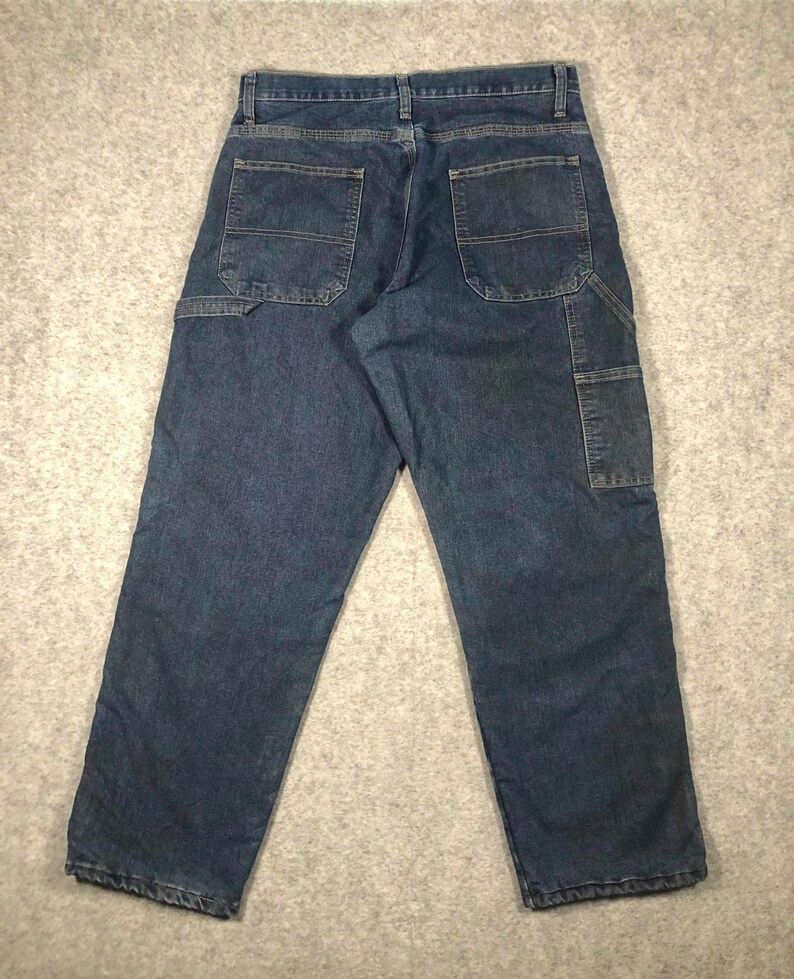 Calça jeans vintage Wrangler masculina, corte regular, perna larga, modelo carpinteiro - W34/L30 imagem 3